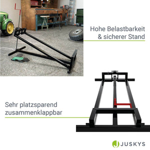Rasentraktorheber mit Handschuhen - Schwarz