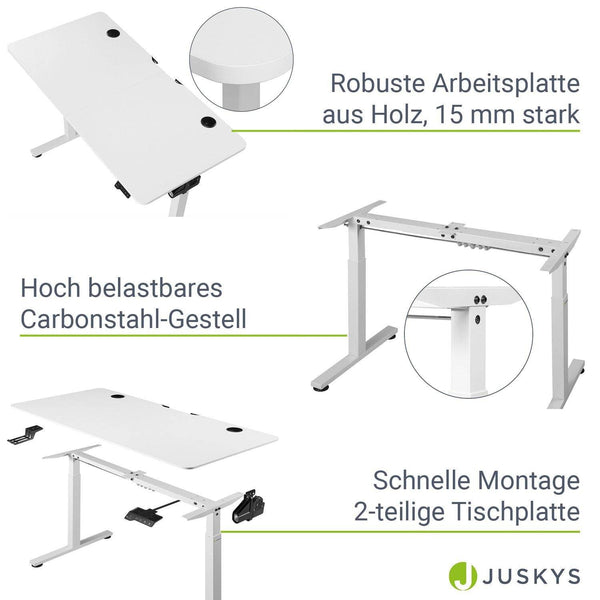Elektrisch verstellbarer Schreibtisch 120x60 cm Weiss