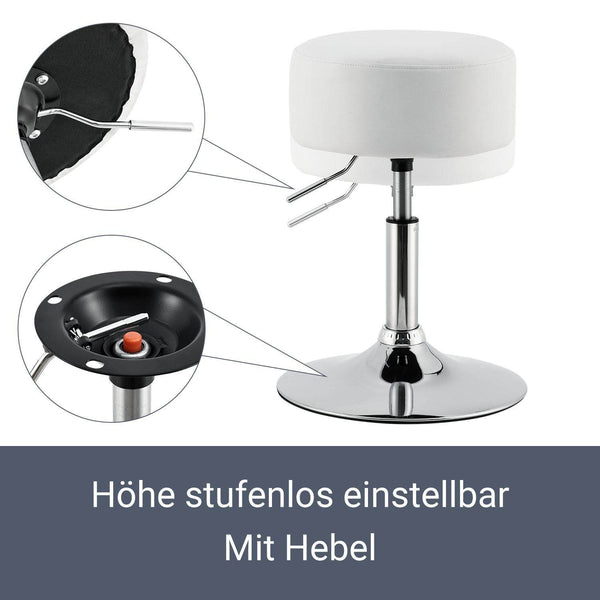 Schminktisch-Hocker Höhenverstellbar Tonia Weiss-Silber