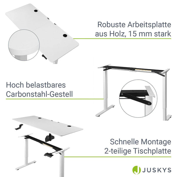 Elektrisch verstellbarer Schreibtisch 140x60 cm in Weiss