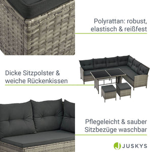 Polyrattan Lounge Manacor Gartenmöbel-Set Grau-meliert/Grau