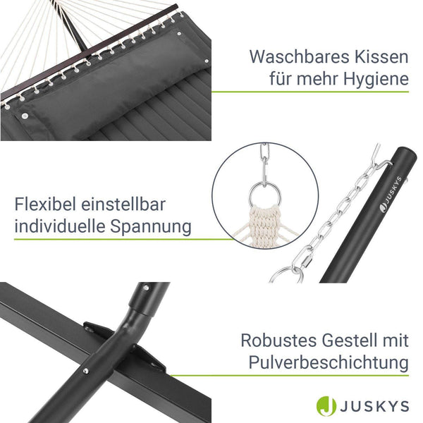 Hängematte Cata mit Gestell und Kissen - Anthrazit