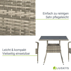 Eckiger Polyrattan Gartentisch Yoro 80x80 cm Grau