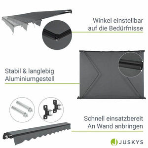 Gelenkarmmarkise 250 x 200 cm mit Kurbel Grau