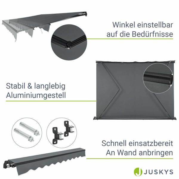 Gelenkarmmarkise 250 x 200 cm mit Kurbel Grau