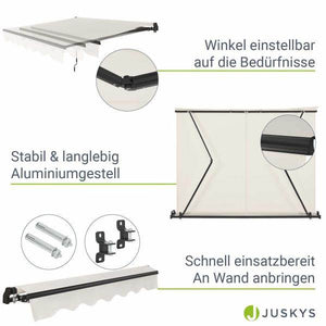 Gelenkarmmarkise 250 x 200 cm mit Kurbel Beige