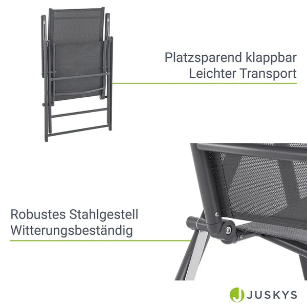 Gartenstuhl Calena 2er Set - 7-Fach verstellbare Rückenlehne - Anthrazit