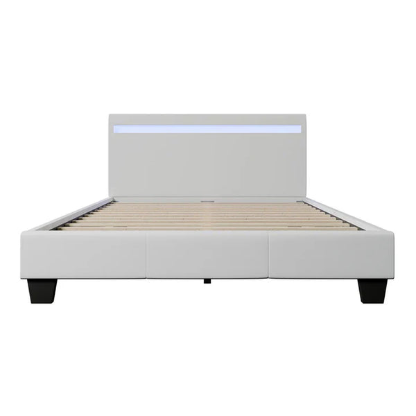 Polsterbett Verona 120 x 200 cm mit LED Beleuchtung in weiss