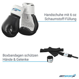 Boxsack Set 10 kg für Kinder mit Boxhandschuhen