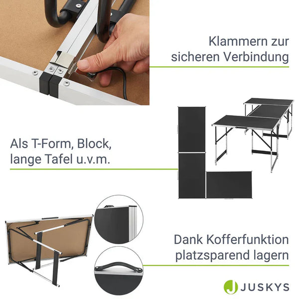 3er Set Klapptisch Alu Multifunktionstisch 3-teilig Schwarz