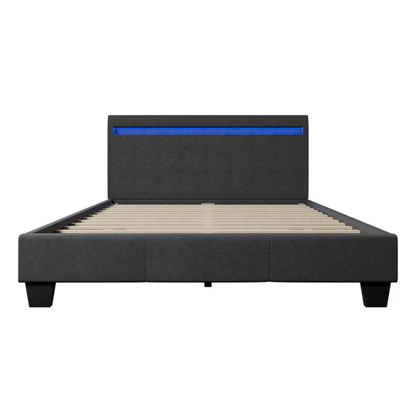 LED Polsterbett Verona 120 x 200 cm grau