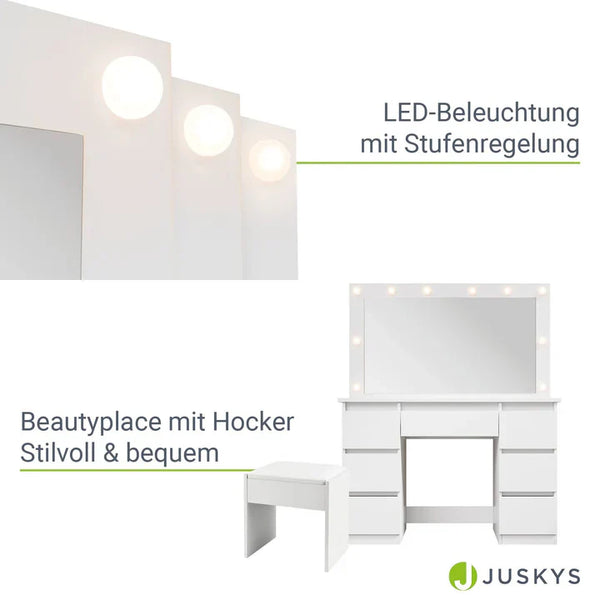 Schminktisch mit Spiegel Lilia mit Hocker Melly