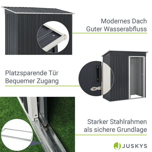 Geräteschuppen S anthrazit Gerätehaus aus Metall mit Pultdach