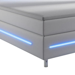 Boxspringbett Norfolk 180x200 cm weiss - LED-Streifen und Federkernmatratze