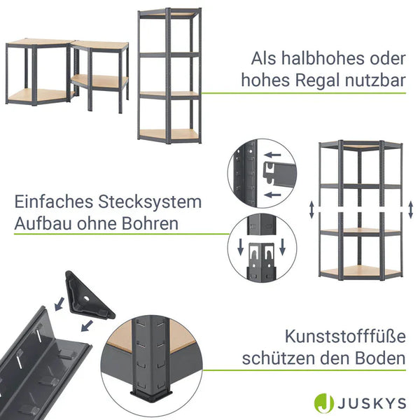 Eckregal Lagerregal Corner Easy 160 x 75 x 40-75 cm Grau