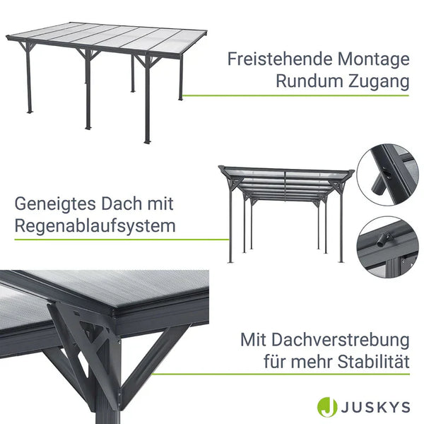 Carport mit Flachdach 5 x 3 m in Dunkelgrau