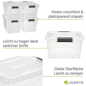 Aufbewahrungsbox 45 L mit Deckel 4er Set