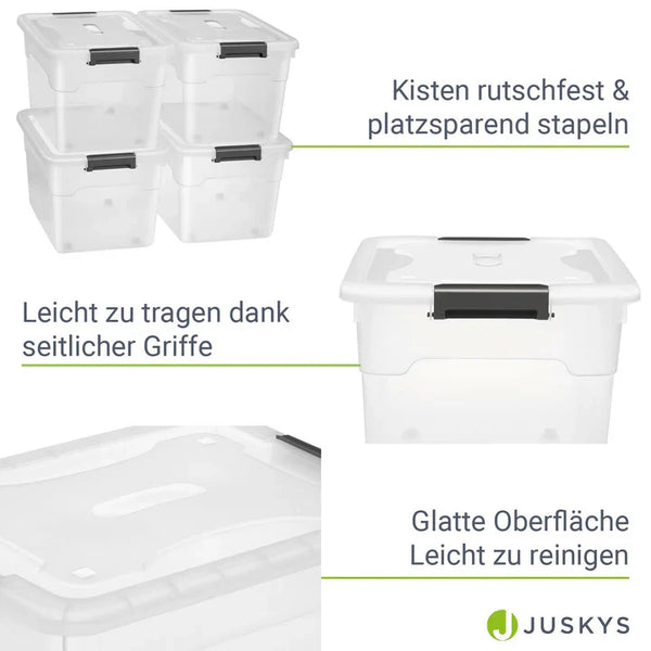 Aufbewahrungsbox 45 L mit Deckel 4er Set