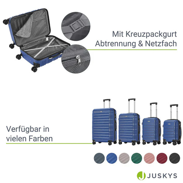Hartschalen Kofferset Rom - Blau 4-teiliges Set mit schlagfester ABS-Hartschale und 360° Rollen