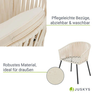 2er-Set Rope Gartenstühle Inkl. Kissen Beige