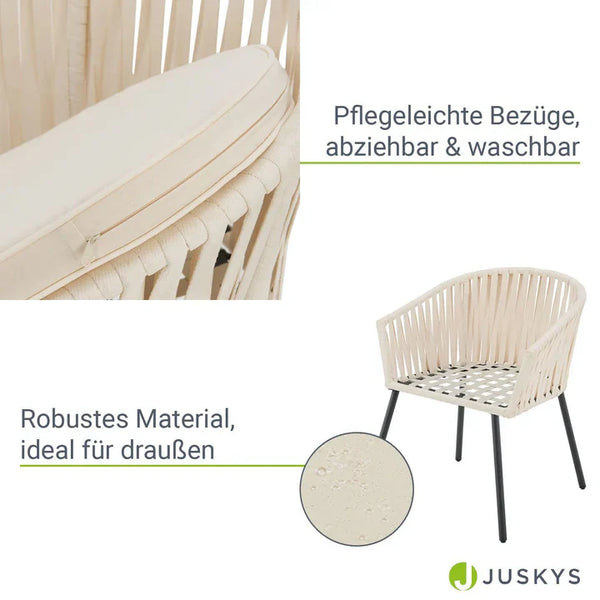 2er-Set Rope Gartenstühle Inkl. Kissen Beige