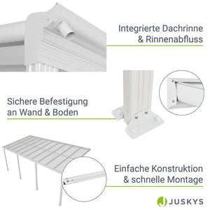 Terrassenüberdachung Terrassendach Borneo 6x3 m Weiss