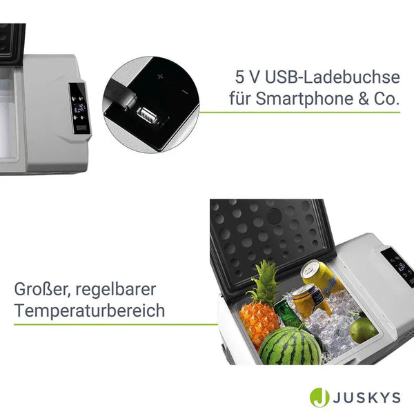 Kompressor Kühlbox Yukon 30 l in Grau App-Steuerung und USB-Ladebuchse
