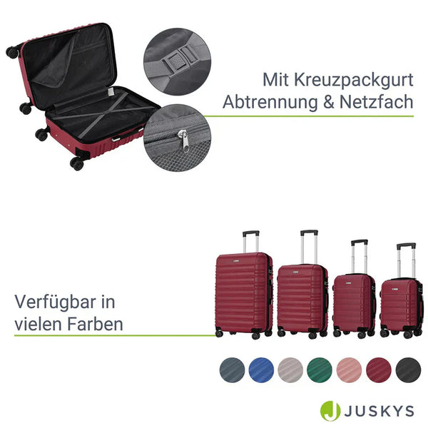 Hartschalen Kofferset Rom - Rot 4-teiliges Set mit schlagfester ABS-Hartschale und 360° Rollen