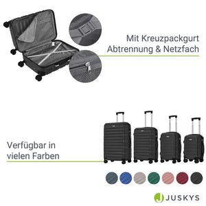 Hartschalen Kofferset Rom - Schwarz 4-teiliges Set mit schlagfester ABS-Hartschale und 360° Rollen