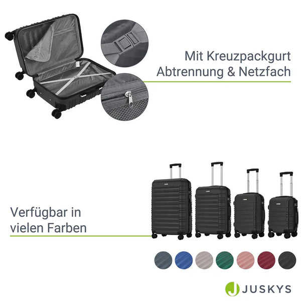Hartschalen Kofferset Rom - Schwarz 4-teiliges Set mit schlagfester ABS-Hartschale und 360° Rollen