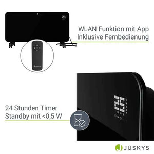 Glaskonvektor Heizung mit bis zu 2000 W