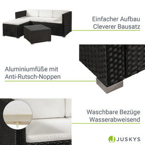 Polyrattan Lounge Sitzgarnitur Punta Cana M schwarz