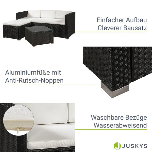 Polyrattan Lounge Sitzgarnitur Punta Cana M schwarz