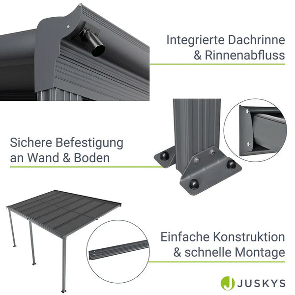 Terrassendach Borneo 4 x 3 m dunkelgrau
