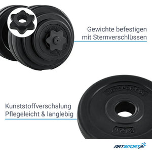 2er Hantelset 30kg 16 Gewichtsscheiben