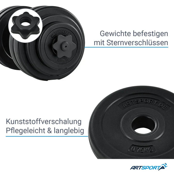 2er Hantelset 30kg 16 Gewichtsscheiben