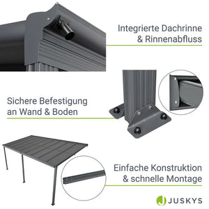 Terrassenüberdachung Terrassendach Borneo 5,5x3 m Grau