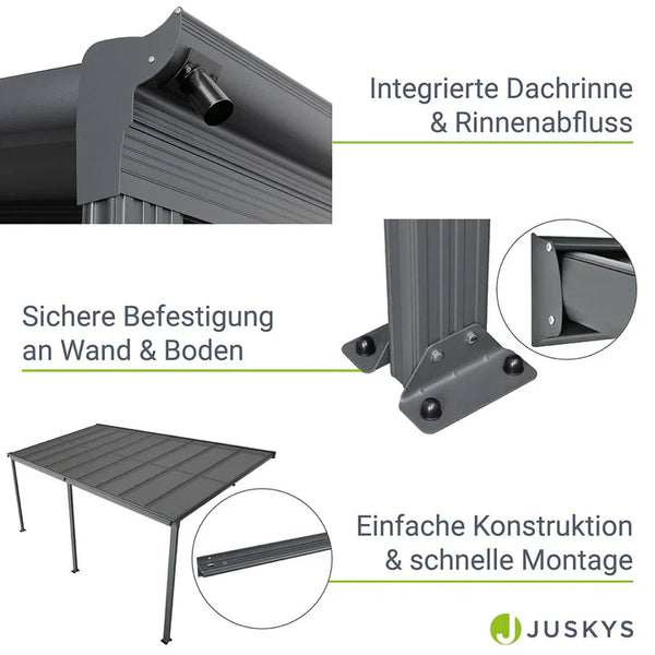 Terrassenüberdachung Terrassendach Borneo 5,5x3 m Grau