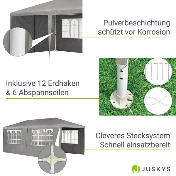 Partyzelt Gartenzelt 3x6m mit Seitenwänden in dunkelgrau