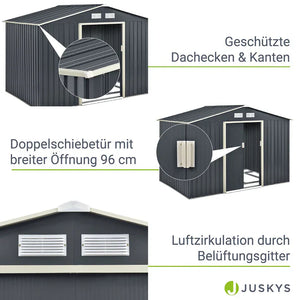 Metall Geräteschuppen Gerätehaus XL mit Satteldach in anthrazit