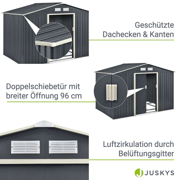 Metall Geräteschuppen Gerätehaus XL mit Satteldach in anthrazit