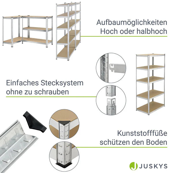 2er Set Lagerregal Schwerlastregale "Basic" 180 x 90 x 40 cm