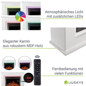 Elektrischer Kamin rechteckig 1000/2000 Weiss