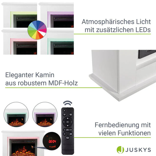 Elektrischer Kamin rechteckig 1000/2000 Weiss