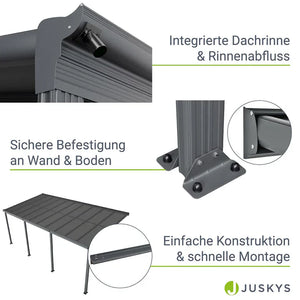 Terrassenüberdachung Dach Borneo 6x3 m Grau