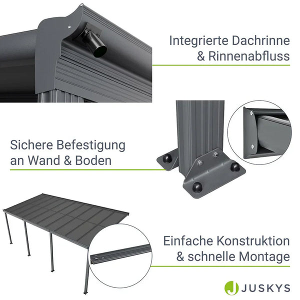 Terrassenüberdachung Dach Borneo 6x3 m Grau