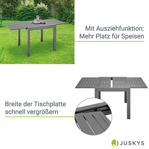 Alu Gartentisch Laki 70x70 cm ausziehbar - Anthrazit