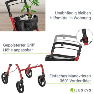 Aluminium Wohnungsrollator Aktiv - Bordeaux Rot