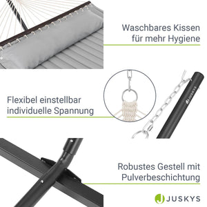 Hängematte Cata mit Gestell und Kissen - Hellgrau