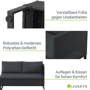 Modulare Polyrattan Lounge Santorini Schwarz
